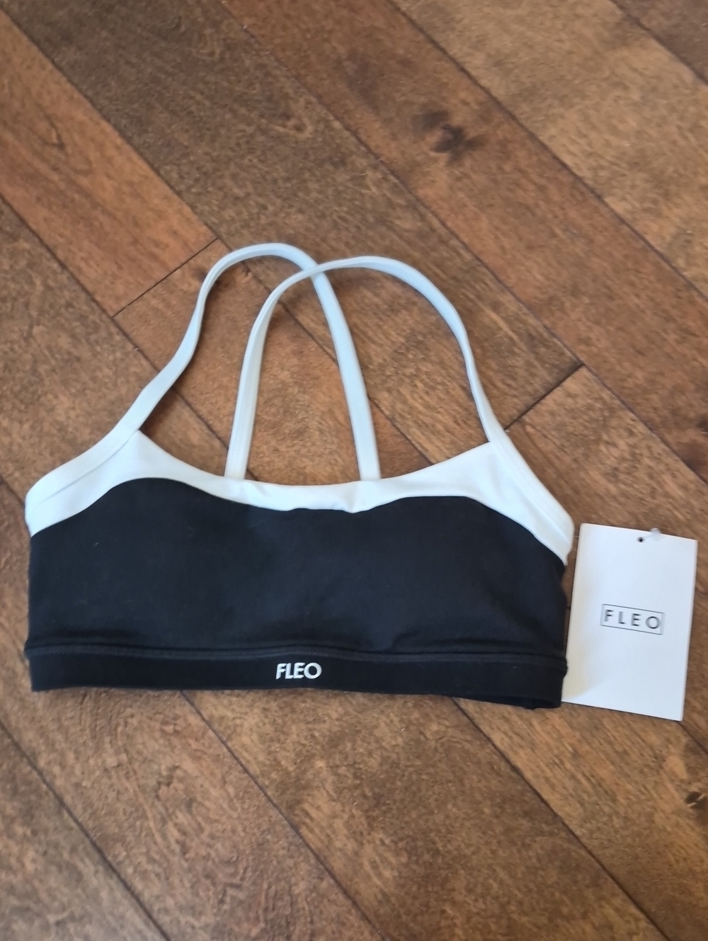 Fleo Black Bralette with White Trim and Double Straps